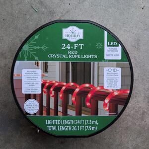 Holiday Time 24 FT Red Crystal Rope LED String Lights Christmas NEW Reel